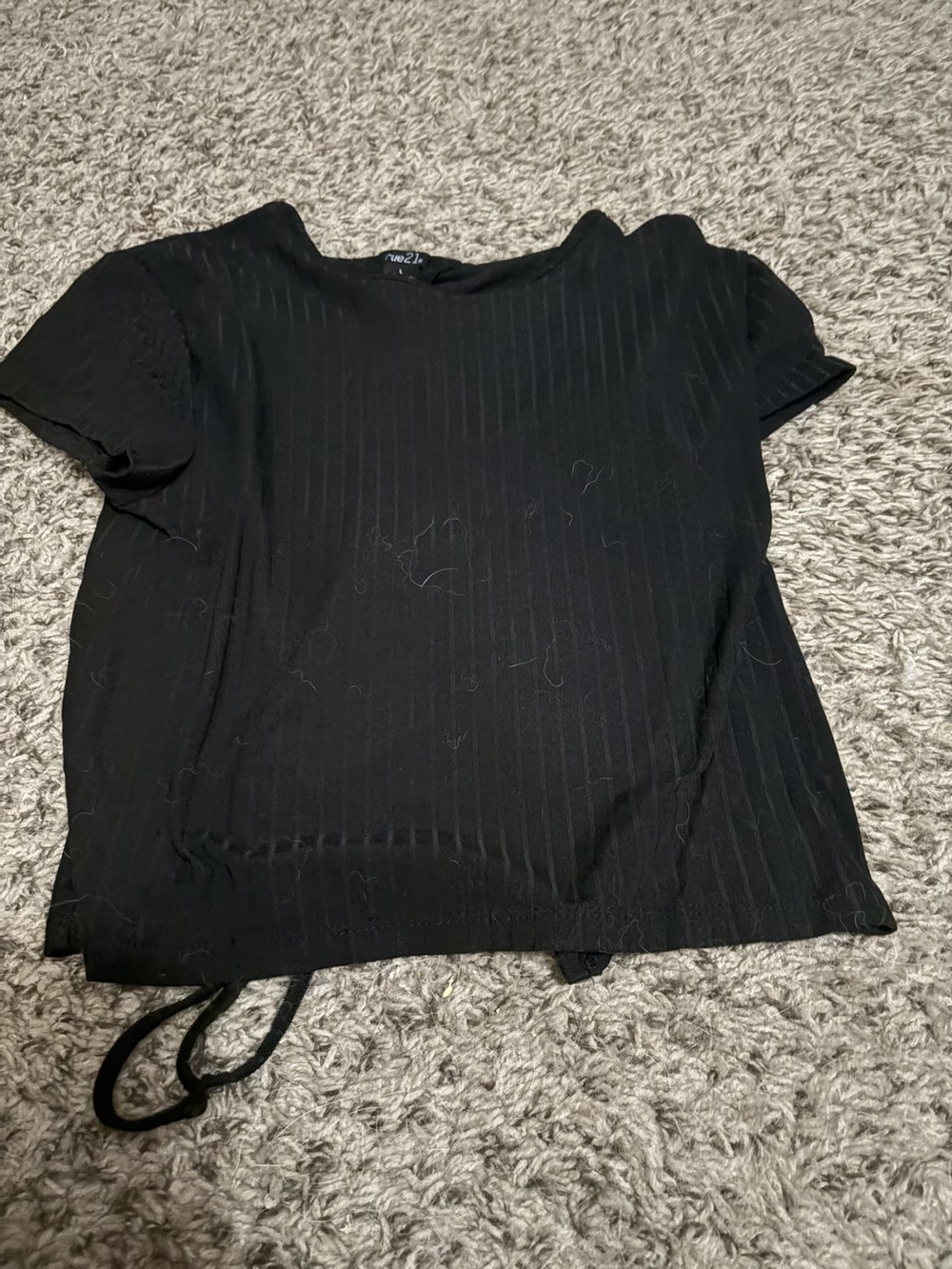 Black Ribbed Short Sleeve Top